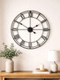 Baywood 59cm Dia Matt Black Metal Wall Clock