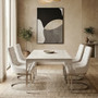 Branco White Marble Flower Design Dining Table