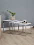 Fulton Matte White Nest Of 3 Tables With Chrome Frame