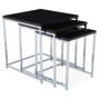 Black Nest of 3 Tables with Chrome Frame
