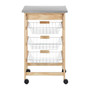 3 Wire Baskets Pinewood Kitchen Trolley