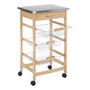 3 Wire Baskets Pinewood Kitchen Trolley