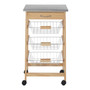 3 Wire Baskets Pinewood Kitchen Trolley