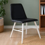 Cassy Black Leather Effect Dining Chair With White Legs