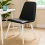 Cassy Black Leather Effect Dining Chair With White Legs