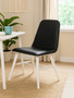 Cassy Black Leather Effect Dining Chair With White Legs