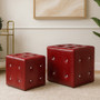 Carla Crocodile Leather Effect Red Stools