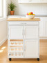 Harlow White and Bamboo Top Kitchen Trolley