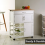 Harlow White and Bamboo Top Kitchen Trolley