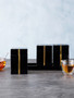 Odell Black and Gold Set of 3 Jars with Tray