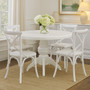 Vermont White Wash Round Dining Table with 4 Chairs Set