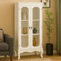Marcella Two Glass Door Ivory Finish Cabinet