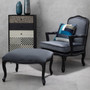 Rococo Grey Velvet Chair And Footstool