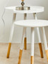 Viborg White And Natural Round Side Table
