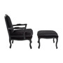 Rococo Black Shiny Velvet Chair & Footstool