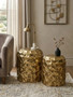 Templar Textured Antique Brass Finish Set of 2 Side Tables
