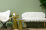 Sienna White Faux Fur 2 Seat Sofa With Gold Finish Legs