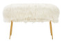 Sienna White Faux Fur 2 Seat Sofa With Gold Finish Legs