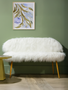 Sienna White Faux Fur 2 Seat Sofa With Gold Finish Legs