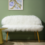 Sienna White Faux Fur 2 Seat Sofa With Gold Finish Legs