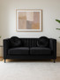 Farah Two Seat Black Velvet Sofa