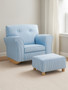 Kids Blue And White Stripe Rocking Chair With Footstool
