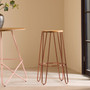 District Rose Gold Finish Wooden Top Bar Stool With Metal Legs