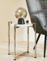 Cibal White Marble Side Table With Chrome Base