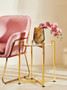 Cibal White Marble Side Table With Warm Gold Base