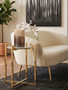 Cibal White Marble Side Table With Warm Gold Base