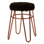 District Faux Fur / Rose Gold Finish Stool