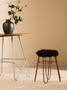 District Faux Fur Rose Gold Finish Stool