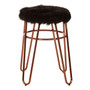 District Faux Fur / Rose Gold Finish Stool