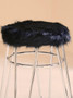District Black Faux Fur Stool