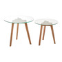 Set of 2 Side Tables with Tempered Glass Tops
