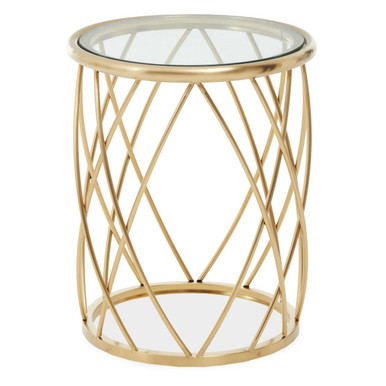 Ackey Table Ackley Gold Round Side Table with Clear Glass-Premier Housewares