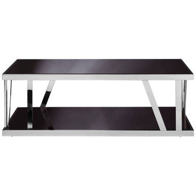 Ackey Table Ackley Silver Coffee Table with Black Glass-Premier Housewares