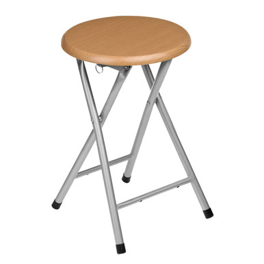 Hinata Folding Stool with Wood Veneer Seat-Premier Housewares