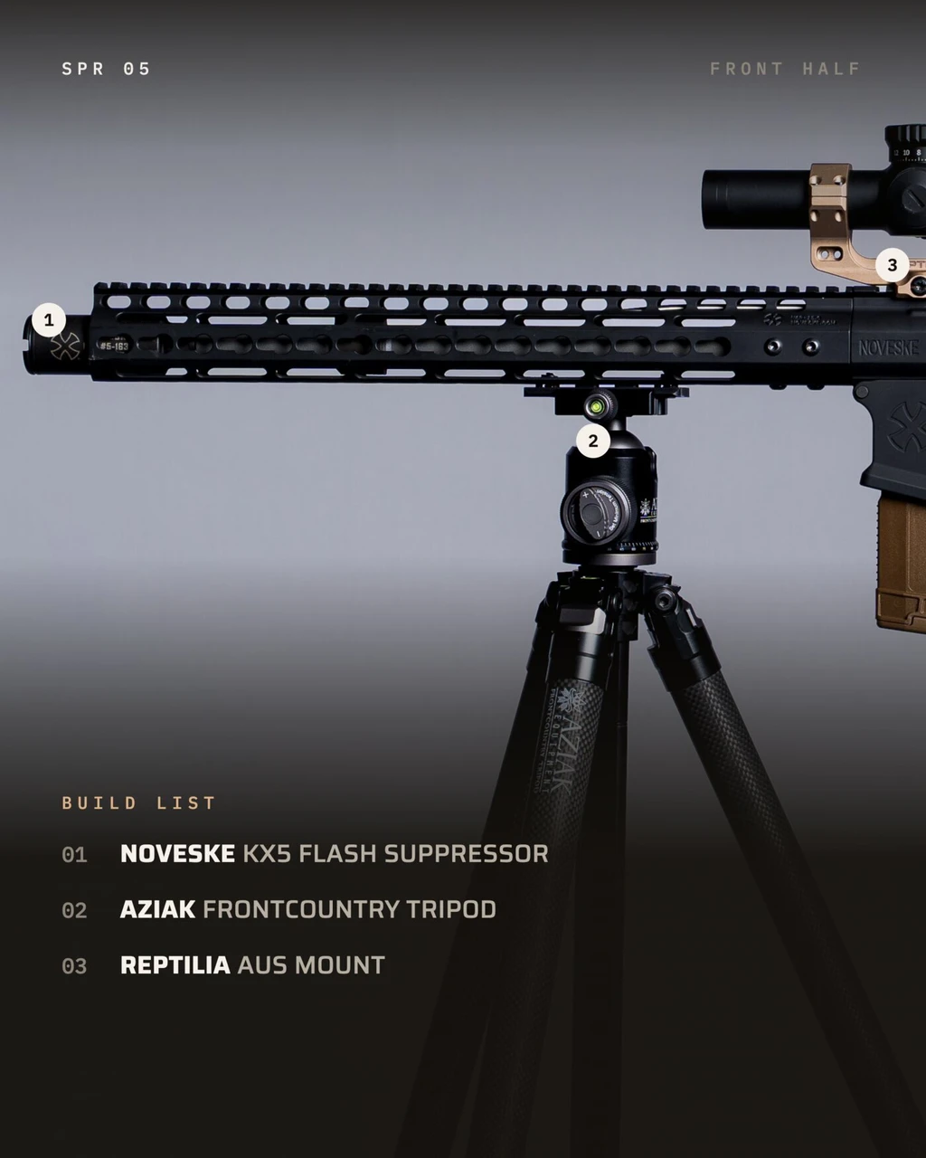 SPR 05 build, front half, numbered part by part