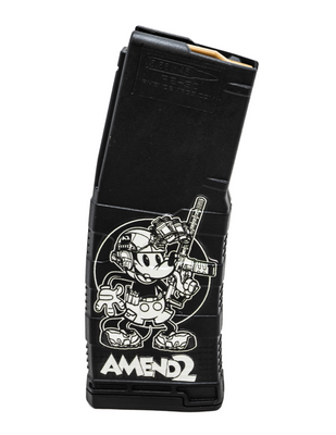 Amend2® AR-15/M4/M16 5.56x45mm NATO/.223 Remington Mod-3 Black Custom Printed Steamboat Willie 30-Round Magazine
