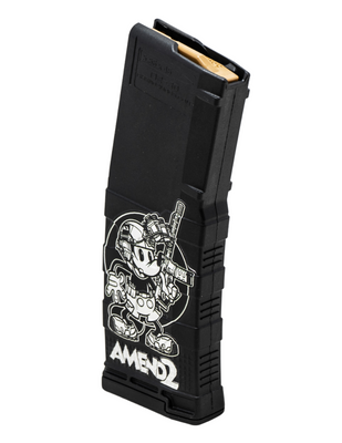 Amend2® AR-15/M4/M16 5.56x45mm NATO/.223 Remington Mod-3 Black Custom Printed Steamboat Willie 30-Round Magazine