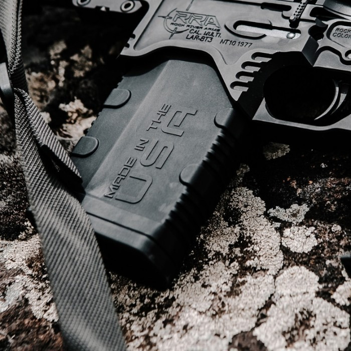 Amend2 MOD-2 AR-15 magazine mounted on a rifle