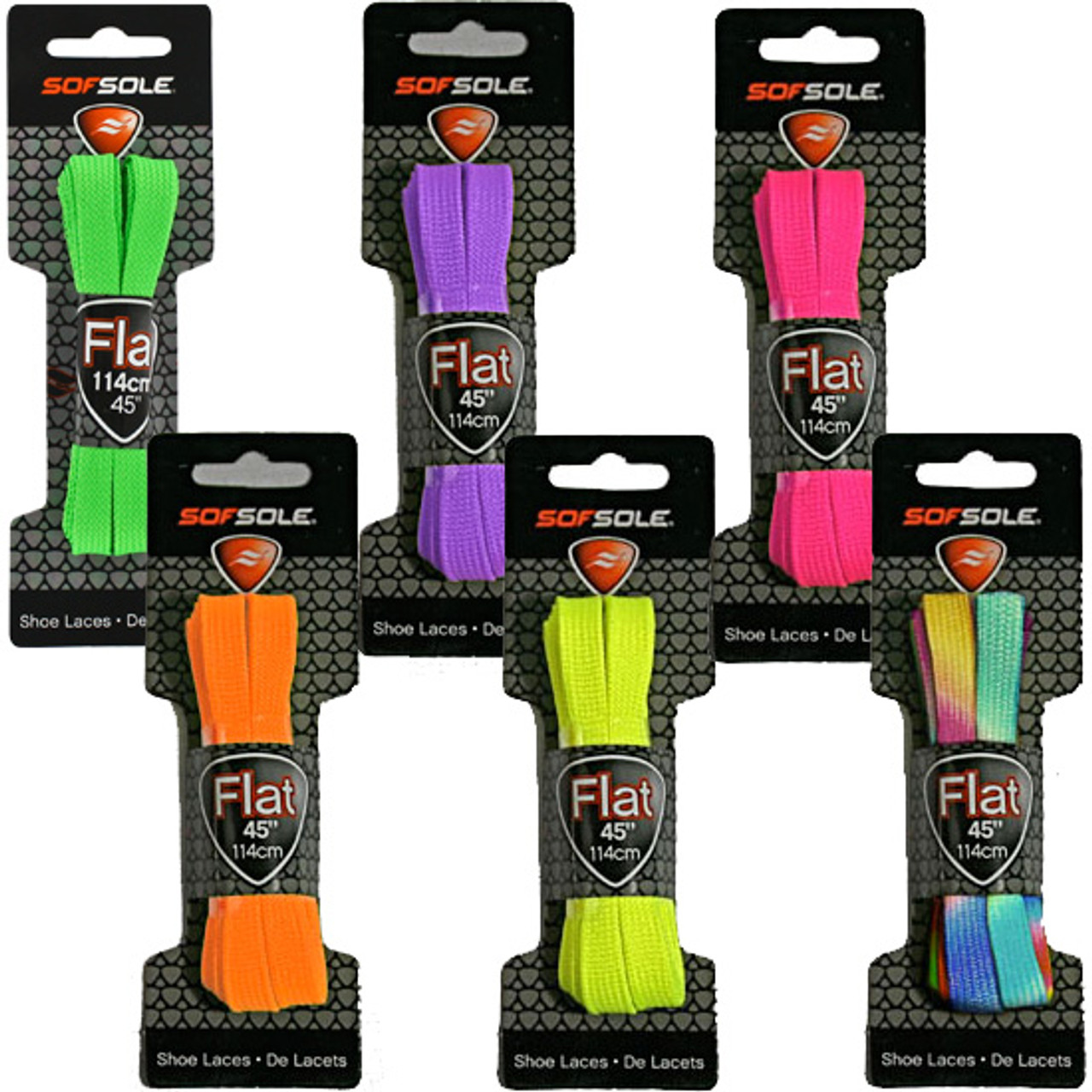 Sof Sole Neon Flat Shoe Laces - Bases 