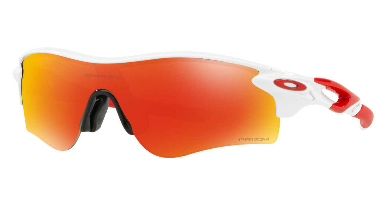 Oakley Radarlockpath Polished White Prizm Ruby Baseball Sunglasses