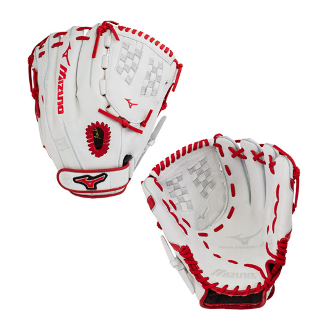 Mizuno MVP Prime SE 12" Fastpitch Softball Glove White/Red 312642 Bases Loaded
