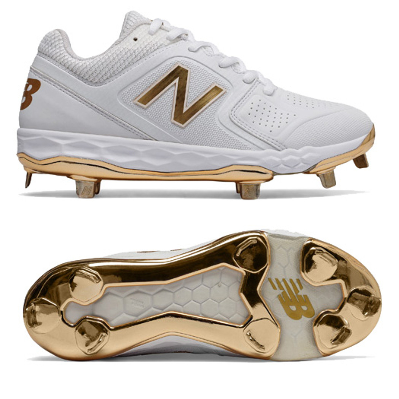 new balance white with gold