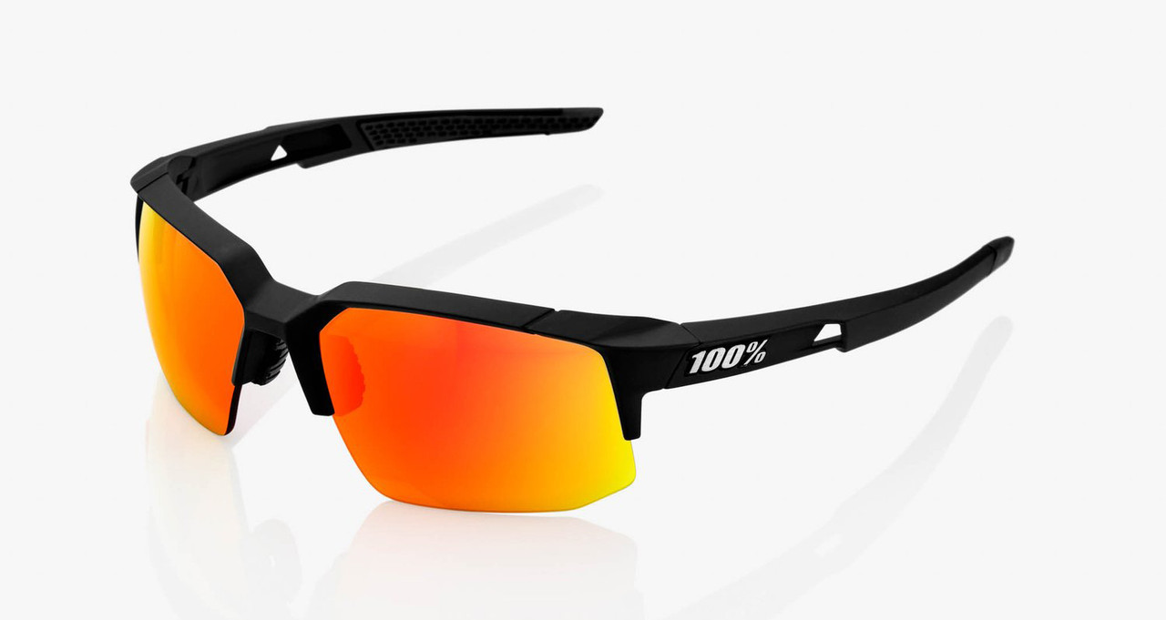 100 Speedcoupe Baseball Sunglasses Soft Tact Black w/ HIPER Red Lens