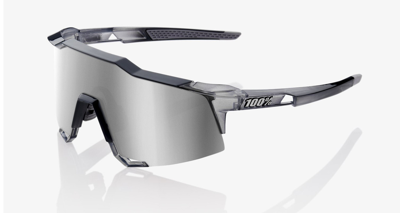 100% Speedcraft Baseball Sunglasses Crystal Grey w/ HiPER Silver