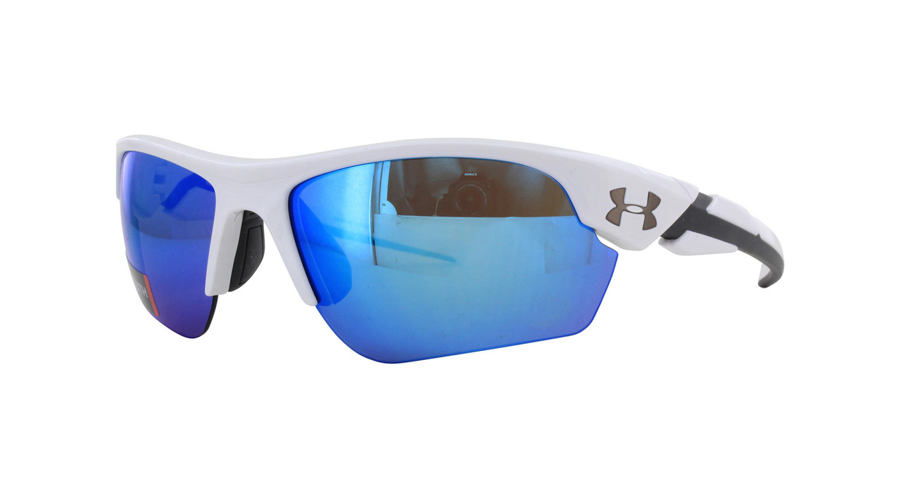 Under Armour Windup Youth Baseball Sunglasses ShinyWhite/Blue 100961 ...