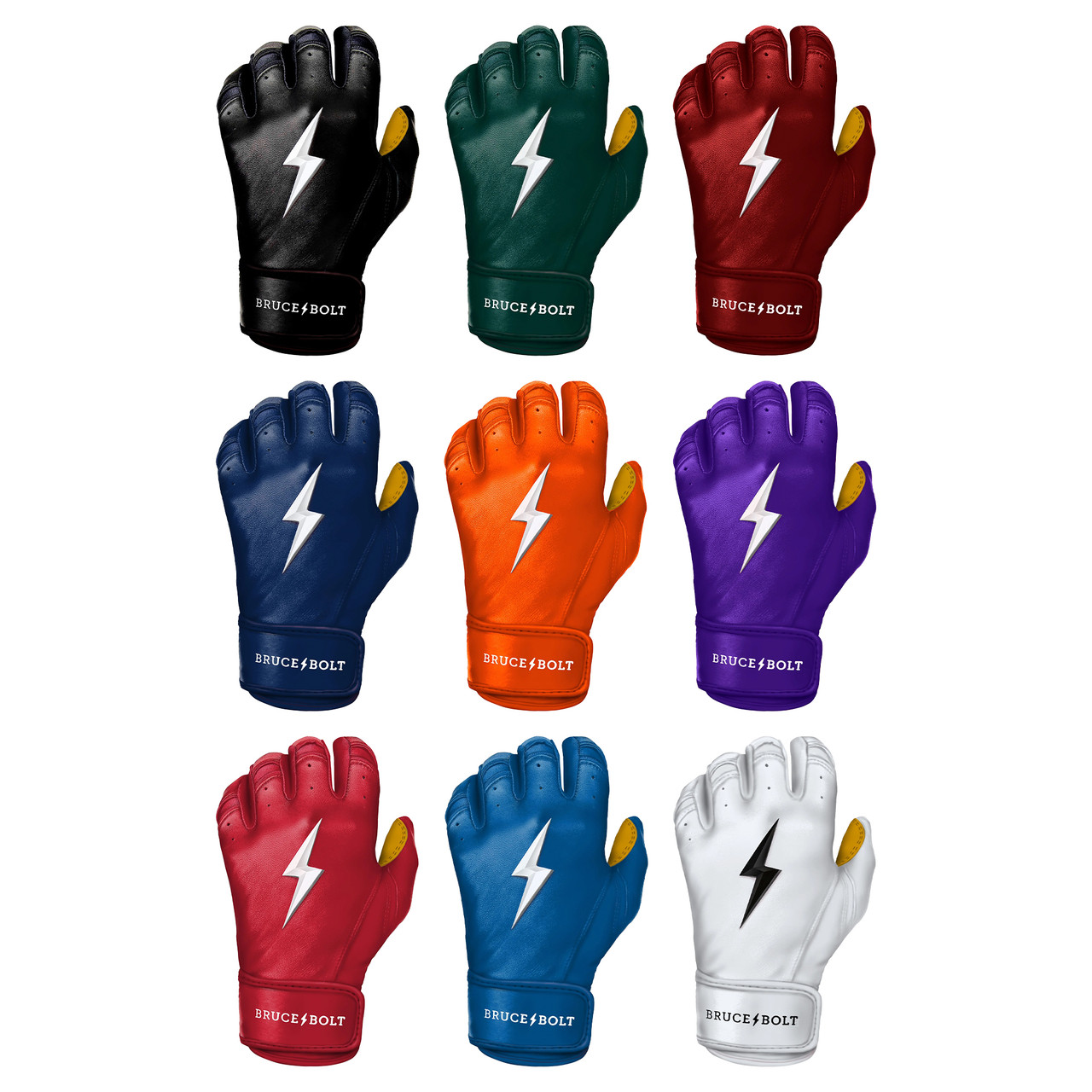 Bruce Bolt Premium Pro Baseball Batting Gloves Short Cuff